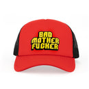 Wood Rocket Bad Mother Fucker Snapback Trucker Hat with bold graphic, perfect for casual wear and making a statement.