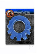 Oxballs Cock-Lug Silicone Lugged Cock Ring Marine Blue displayed on packaging, showcasing its plush silicone design.