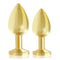Rianne S 2-Piece Booty Plug Luxury Set Gold featuring two elegant gold plugs designed for luxury pleasure.
