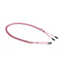 PHS International Sex Kitten Pink Tweezer Nipple Clamps featuring a pink chain and tweezer design for sensation play.