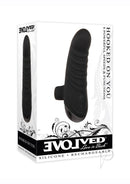 Hooked On You Silicone Rechargeable Vibrator Black showcased with 8 powerful speeds & functions, perfect for targeted pleasure.