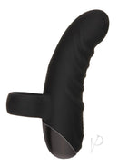 Hooked On You Silicone Rechargeable Vibrator Black showcasing a smooth, curved design for targeted pleasure.