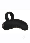 Hooked On You Silicone Rechargeable Vibrator Black with textured design and curved shape for targeted pleasure.