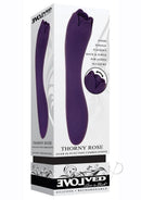 Evolved Thorny Rose Silicone Dual-End Vibrator Purple packaging showcasing a flexible vibrating design and tongue-flicking feature.