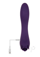 Evolved Thorny Rose Silicone Dual-End Vibrator Purple with USB charging cable for pleasure.