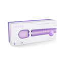 Le Wand Petite Rechargeable Massager Violet in its sleek packaging, showcasing the compact design and vibrant color.