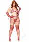 Rhinestone Garter/bikini 5pc 1x-2x Burg-0