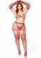 Rhinestone Garter/bikini 5pc 1x-2x Burg-3