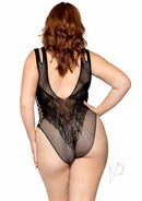 Leg Avenue Seamless Net Lace Cheeky Bodysuit 1X/2X Black - Image 2