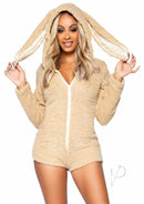 Leg Avenue Cuddle Bunny Costume – Medium Size Beige Fleece Onesie Romper