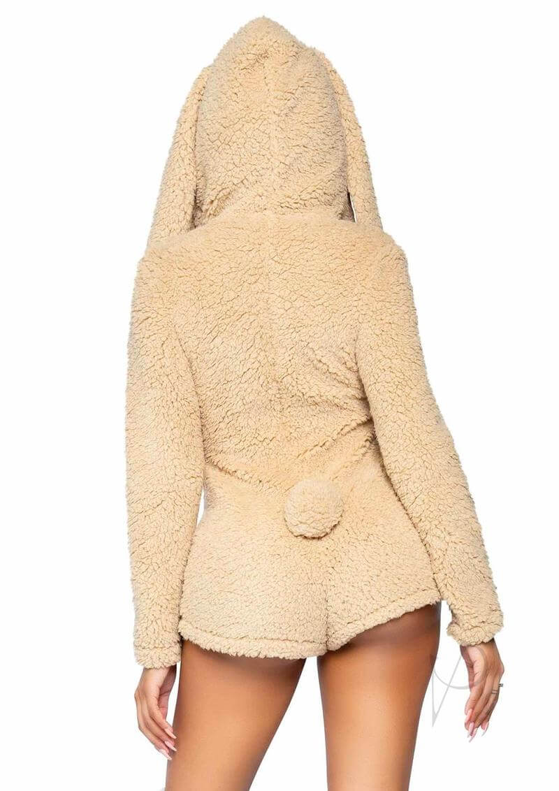 Leg Avenue Cuddle Bunny Costume – Medium Size Beige Fleece Onesie Romper