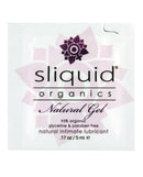 Sliquid Organics Natural Lubricating Gel 0.17 Oz Pillow single-use packet with organic ingredients.