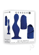 Gender X Ins and Outs Silicone Dildo Stroker Set Blue features a dildo and stroker in a sleek blue design.