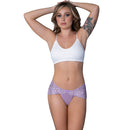 Magic Silk Pheromone Lace Boy Shorts 2 Pack Lilac Rose L/XL model wearing lace shorts and bralette.