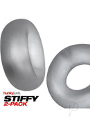 Hunkyjunk Stiffy Bulge Silicone Cock Rings 2 Pack Clear Ice - two smooth silicone cock rings in clear ice color.