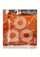 Oxballs Bonemaker 3 Pack Cock Ring Kit Clear displayed in packaging with three distinct rings.