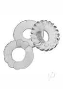 Oxballs Bonemaker 3 Pack Cock Ring Kit Clear featuring three versatile rings for comfort and enhanced pleasure.
