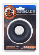 Oxballs Bigger Ox Silicone Cock Ring Black Ice packaged with description showcasing thick, bulge-making design.