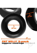 Oxballs Fat Willy Jumbo Cock Ring 3 Pack Black, featuring thick, grippy rings in a 3-pack design.