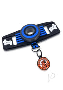 Oxballs Tail Handler Belt Strap Silicone Tail Blue showing black and blue design with bone accents and tag.