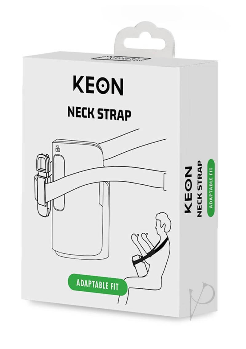 Keon Automatic Masturbator Neck Strap box with adaptable fit design for hands-free pleasure.