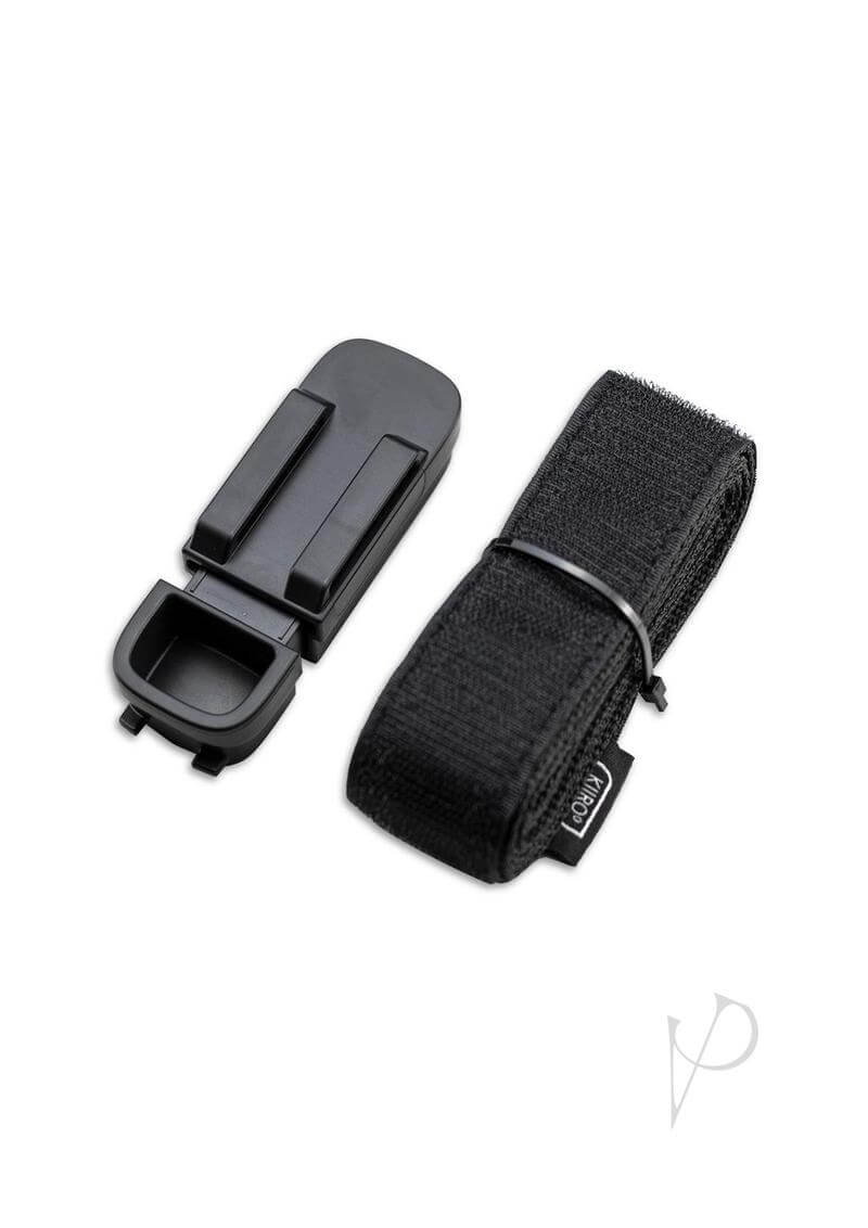 Keon Automatic Masturbator Neck Strap accessory with adjustable black strap and clip for hands-free pleasure.