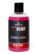 Big Flirt Pheromone Bubble Bath 8 Oz Berry Flirty bottle showcasing romantic and flirty bath experience.