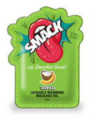 SMACK Lickable Massage Oil Tropical 3 ml pouch featuring a vibrant design for a playful massage experience.