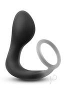 Renegade Slingshot Silicone Cock Ring with Butt Plug Black, dual-purpose design for enhanced stimulation.