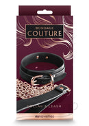 Bondage Couture PU Leather Collar and Leash Black packaging showcasing the elegant collar and leash set by NS Novelties.