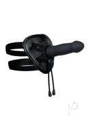 Evolved Heavenly Harness Kit Remote Control Vibrator Black with adjustable harness and silicone sleeve.
