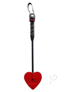 Rouge Mini Leather Spade Paddle Red with black handle and red heart-shaped head for sensation play.