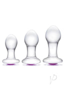 Bling Bling Glass Anal Training Kit 3 Piece Clear graduated plugs set for anal play comfort and confidence.