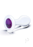 Bling Bling Glass Anal Training Kit 3 Piece Clear - elegant clear glass plug with a purple jewel.