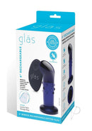 Glas 4 Inch Remote Vibrating Glass G-Spot P-Spot Plug Blue with remote control and dotted design packaging.