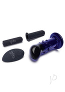 Glas 4 Inch Remote Vibrating Glass G-Spot P-Spot Plug Blue with remote and accessories.
