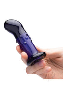 Glas 4 Inch Remote Vibrating Glass G-Spot P-Spot Plug Blue held in hand