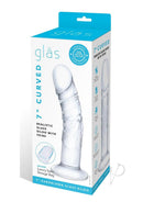Glas Curved Realistic Glass Dildo with Veins 7 Inch Clear packaging featuring a clear curved glass design.