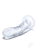 Glas Curved Realistic Glass Dildo with Veins 7 Inch Clear showcasing its lifelike features and sleek design.