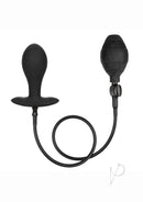 CalExotics Weighted Silicone Inflatable Plug Large Black with pump for customizable fullness.