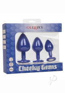 Cheeky Gems Silicone Anal Training Kit Purple packaging featuring three graduated plugs with gem bases.