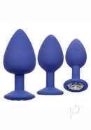 Cheeky Gems Silicone Anal Training Kit Purple featuring three graduated silicone plugs with gem bases.