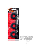 Oxballs Ringer Silicone Cock Ring 3 Pack Night Edition three stretchy rings in matte black packaging