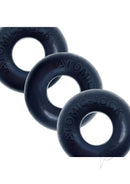 Oxballs Ringer Silicone Cock Ring 3 Pack Night Edition in deep matte black for enhanced performance.