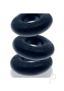 Oxballs Ringer Silicone Cock Ring 3 Pack Night Edition three thick black silicone cock rings stacked