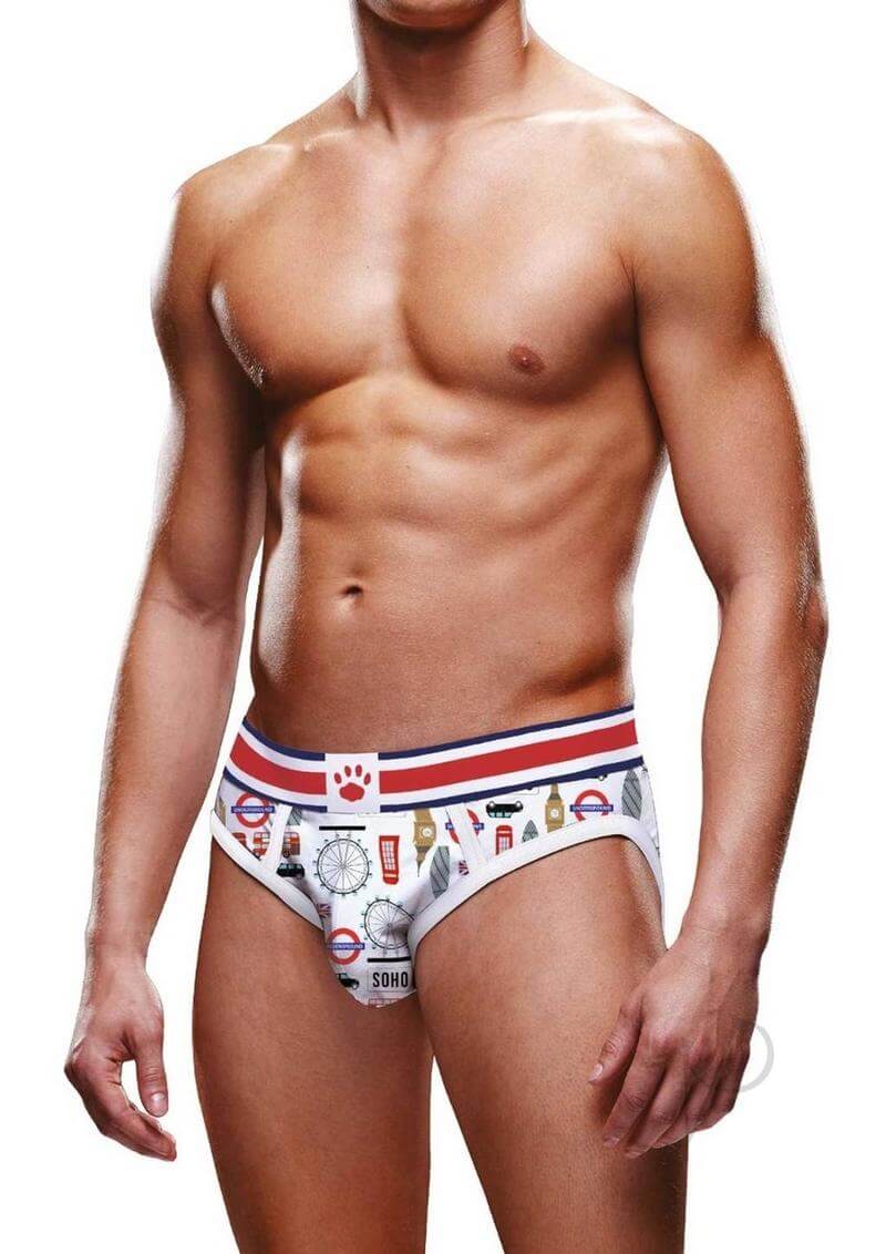 Prowler Soho Brief Large White on a model, showcasing stylish design and comfortable fit.