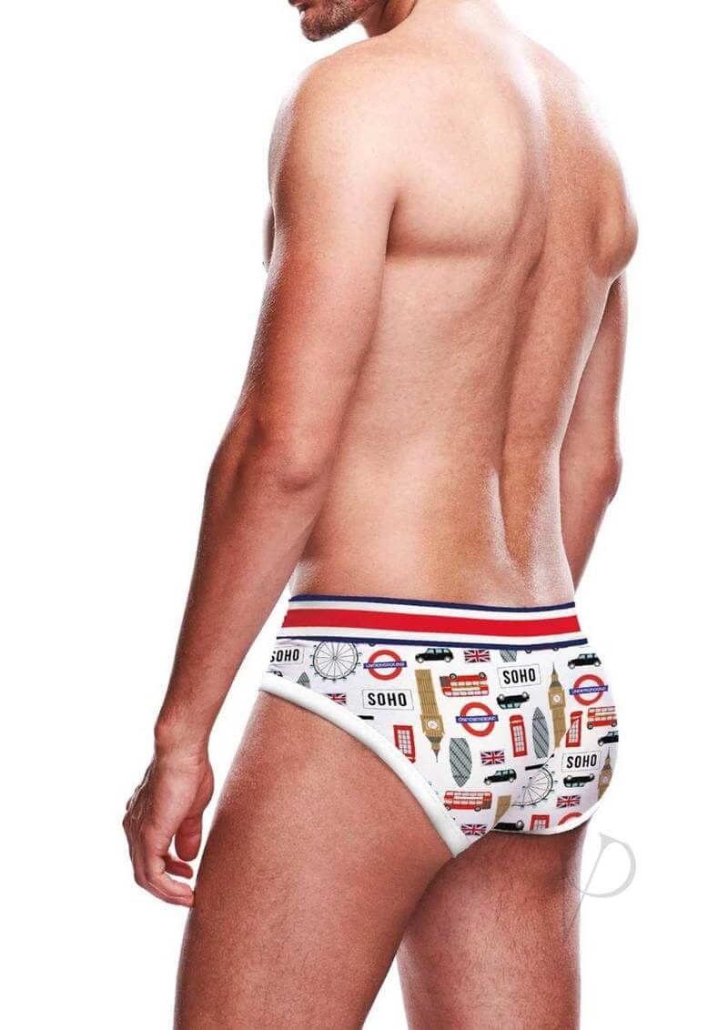 Prowler Soho Brief Large White showcasing a stylish and comfortable design with unique Soho graphics.