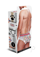 Prowler Soho Brief Large White packaging showing stylish design and branding on a male model's back.