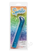 Sparkle Slim G Waterproof Vibrator Blue in packaging, featuring a glittery design and curved tip for g-spot pleasure.