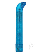 Sparkle Slim G Waterproof Vibrator Blue in shiny blue with glitter, perfect for targeted pleasure and easy control.